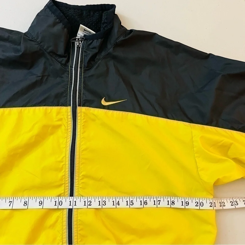 Vintage Nike Full Zip Swoosh Logo Reflective Windbreaker Jacket S Yellow/Black